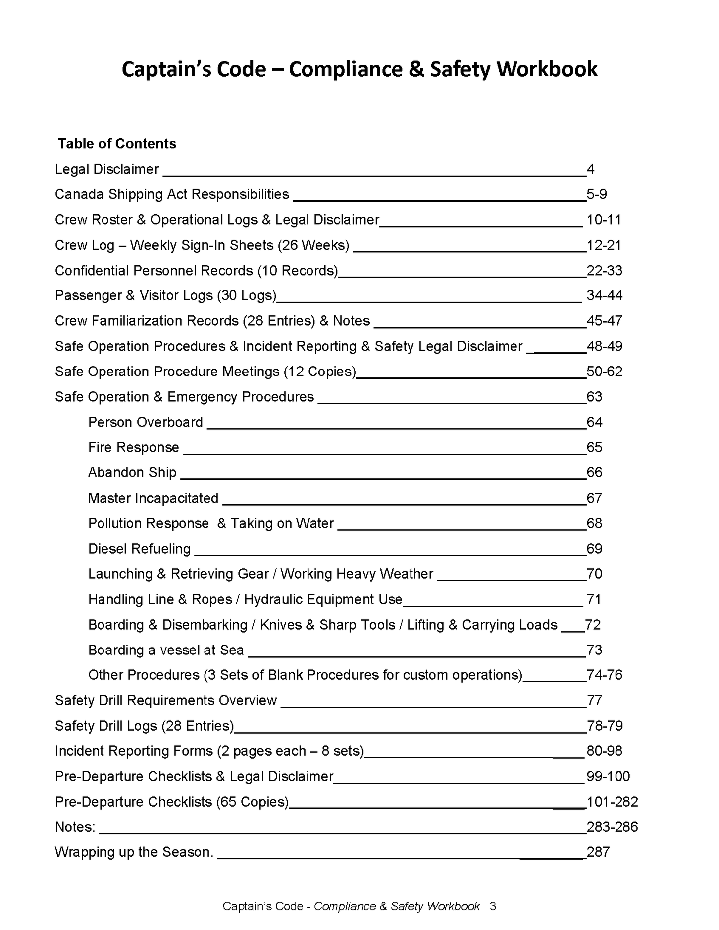 Captain's Code Compliance & Safety Workbook - 6 Month Extended Canadian Edition
